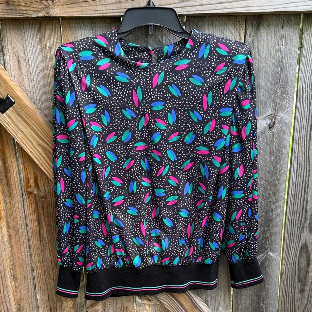 Vintage Patterned Long Sleeve Blouse Earth Angel Size 14